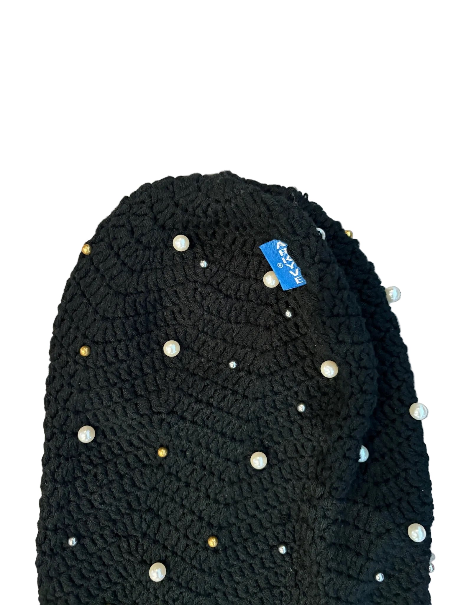 Arkyve Knitted Sock Beanie - Black Pearl