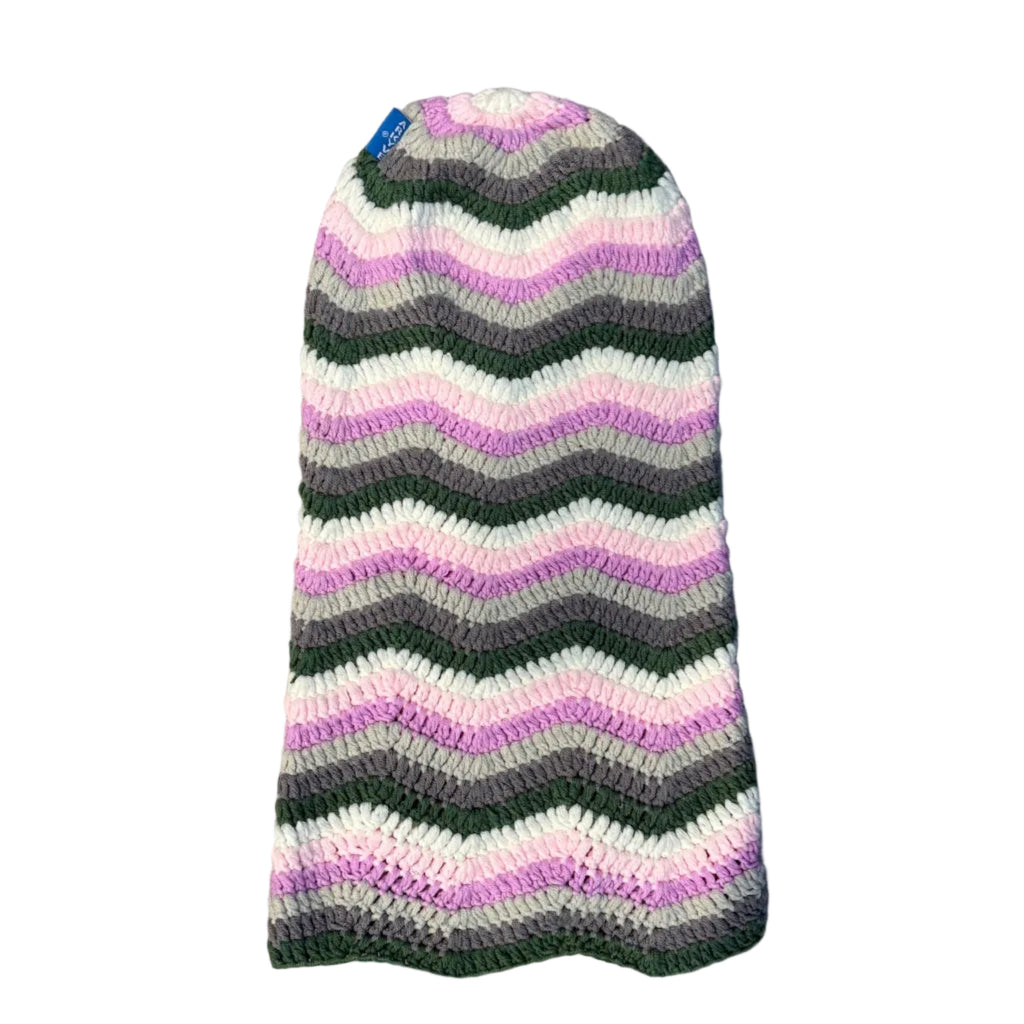 Arkyve Knitted Sock Beanie - Grey x Pink