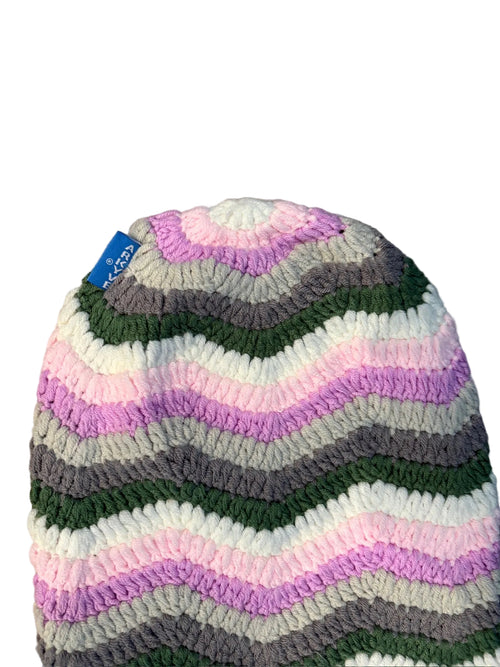 Arkyve Knitted Sock Beanie - Grey x Pink